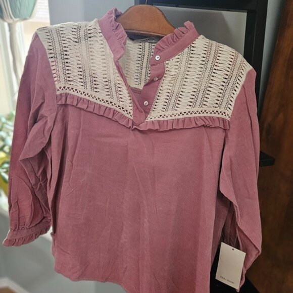 🩷 ZARA Pink Long Sleeve Blouse with Woven Detail - Picture 1 of 6